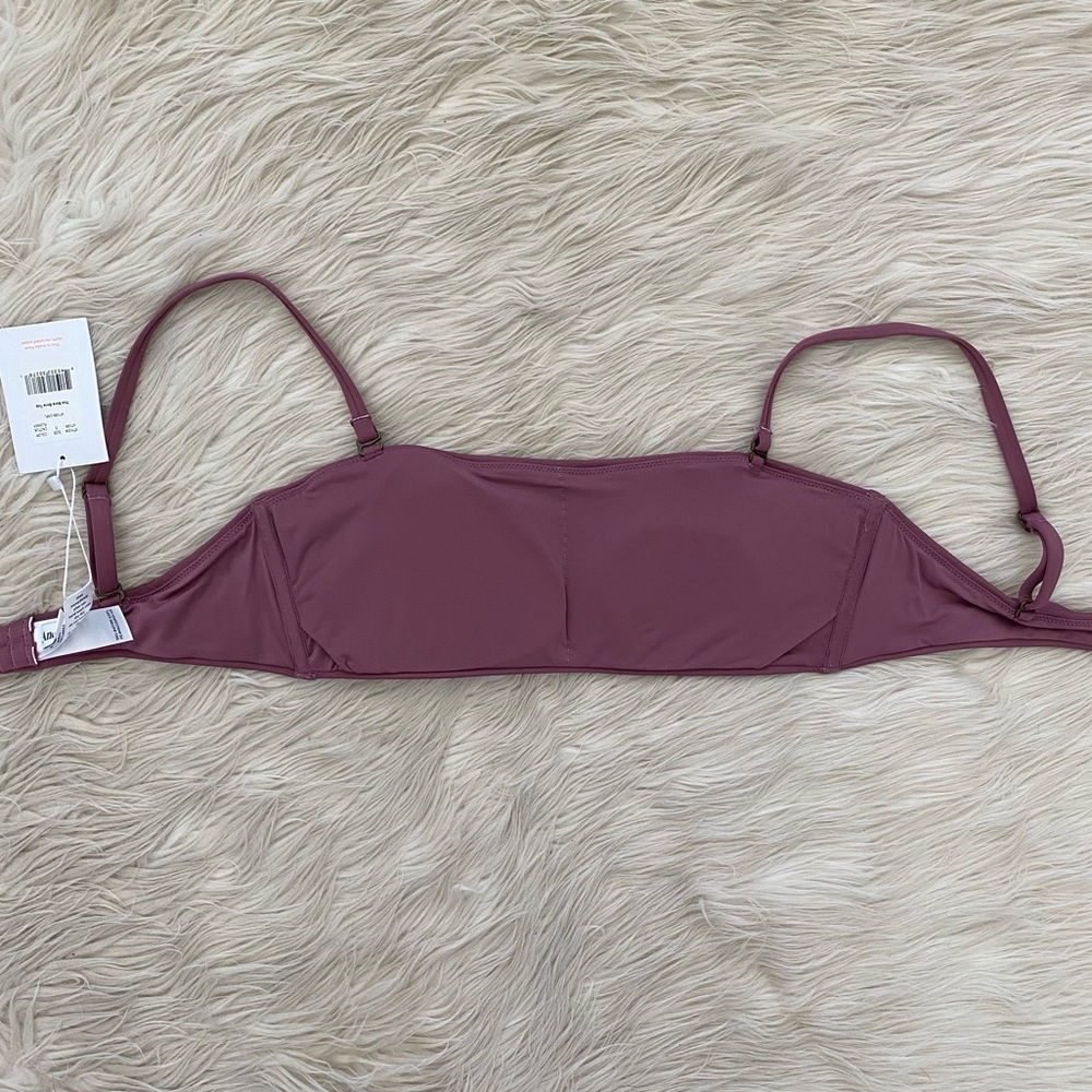 Andie Bora Bora Bandeau Bikini Top Swimsuit Purple Cactus Flower Straight Neck - Picture 8 of 13